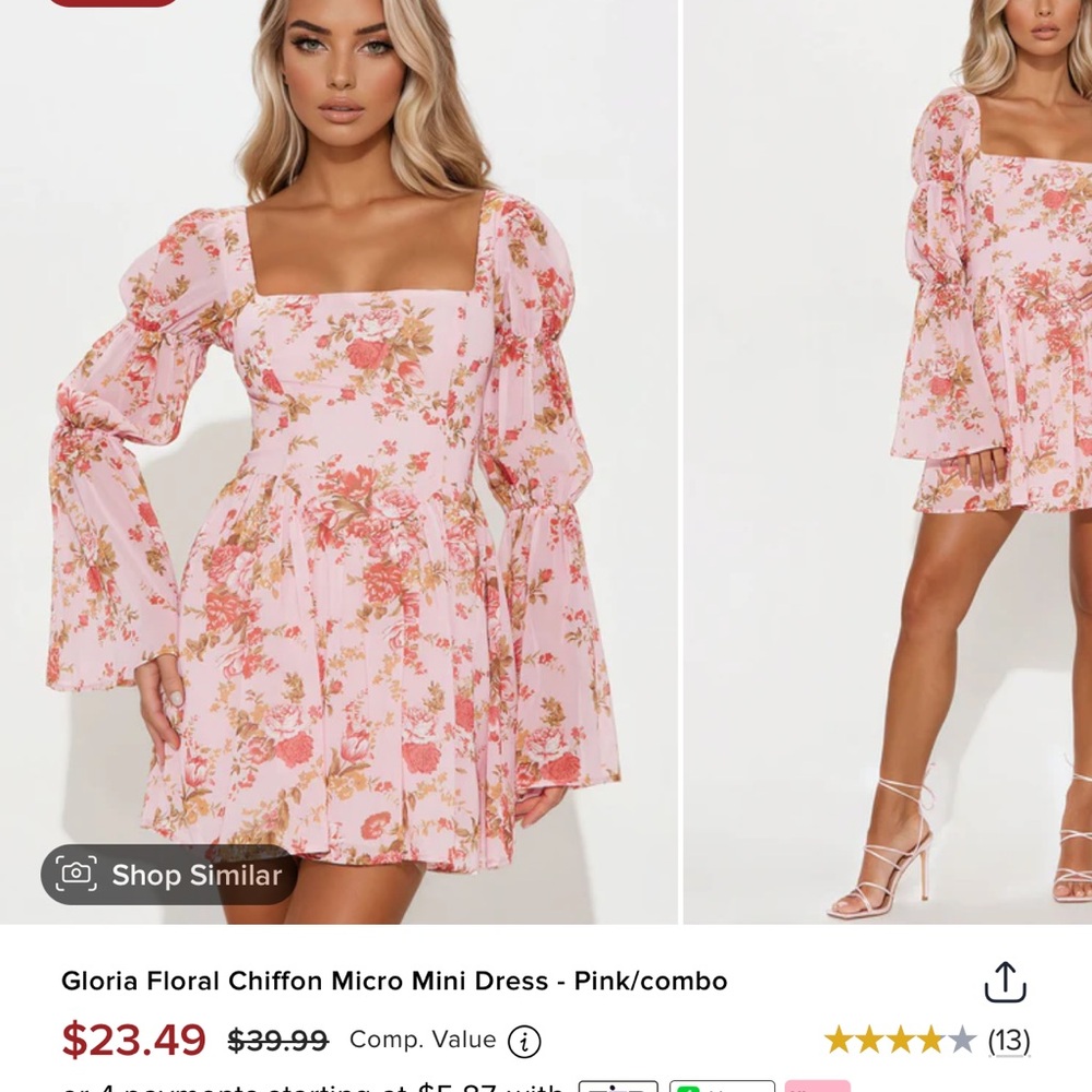 Floral Chiffon Mini Dress - Pink